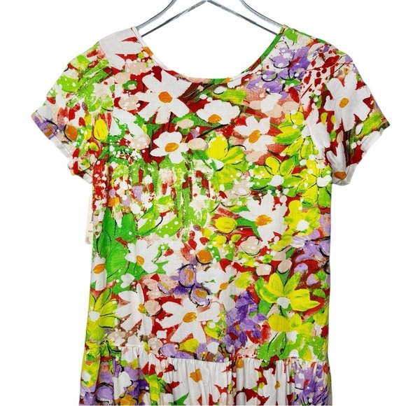 NEW Jams World Daisy Patch Floral Girls Scoop Neck Tiered Dress Sz Large - Picture 10 of 13